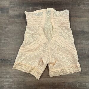 Rago 75060 Women Peach Floral Lace High Waist Long Leg Shapewear Shaper Sz 30 L